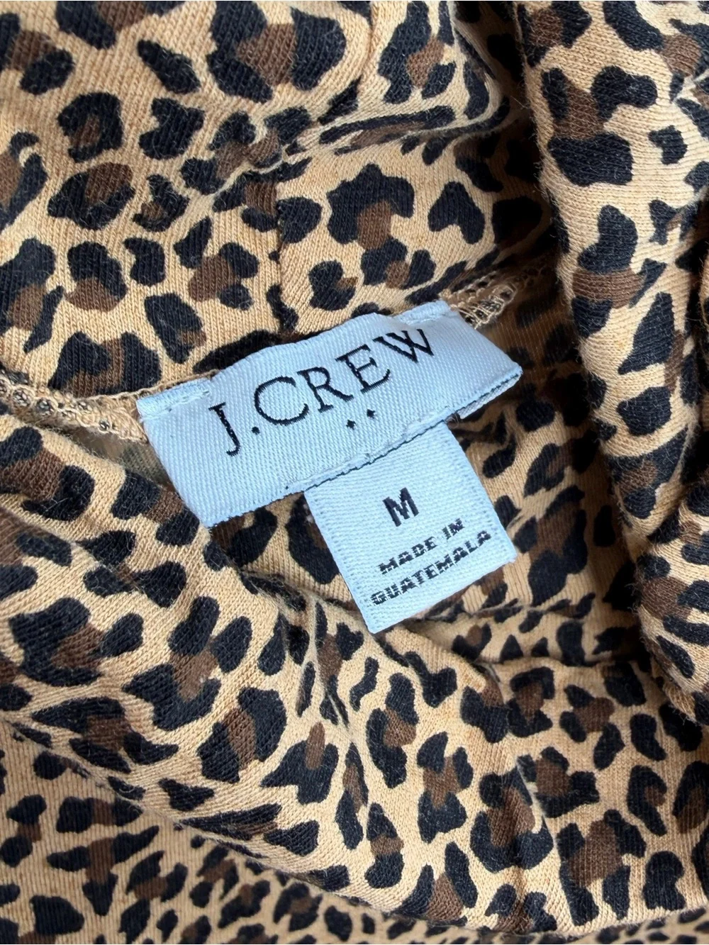 J. Crew Leopard Print Long Sleeve Turtleneck Top‎ 100% Cotton Medium